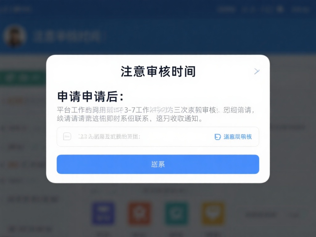 注意审核时间：提交申请后，平台通常会在3-7个工作